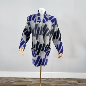 Vintage 80s Mohair Cardigan Chunky Oversized Fuzzy Statement Sweater